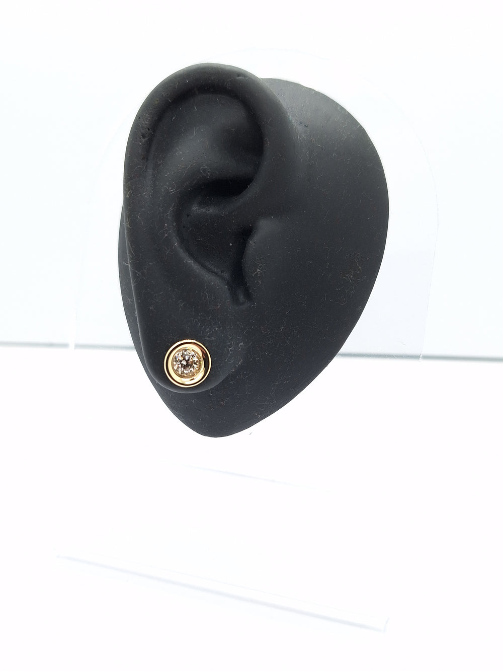 Solid Gold Ear Gauges 14k Plugs Gray Diamonds