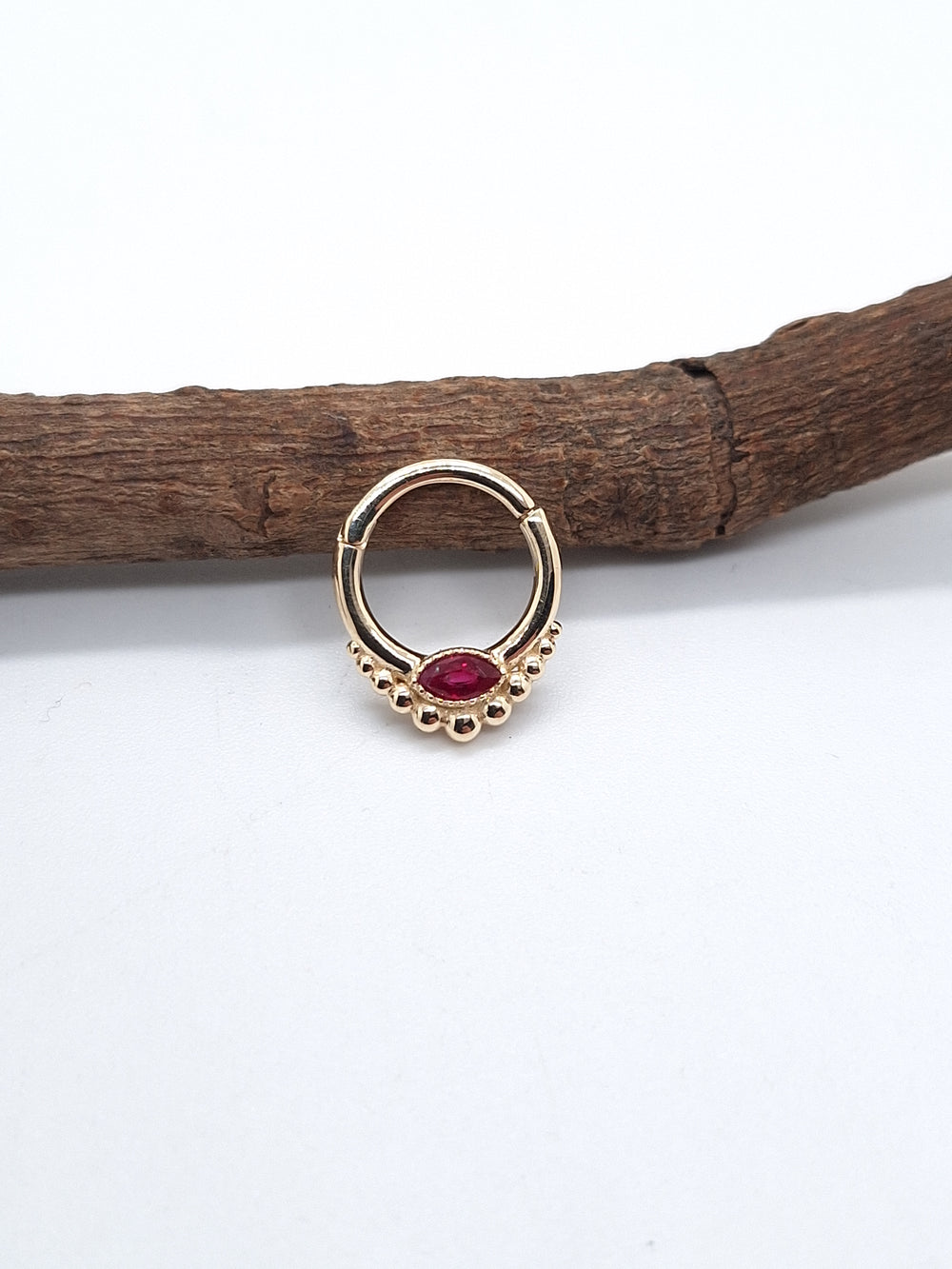 Marquise Hinged Septum Clicker 14k Solid Gold Custom Piercing Jewelry