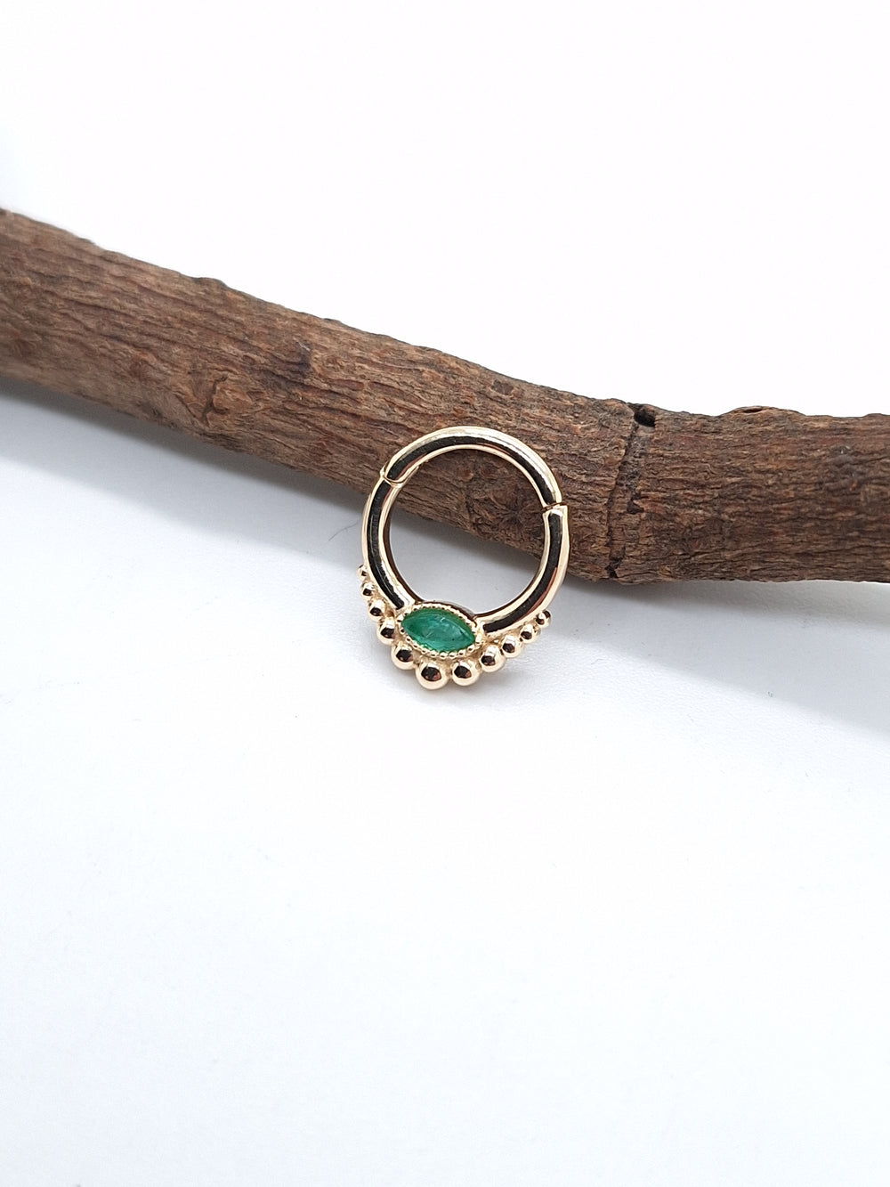 Marquise Hinged Septum Clicker 14k Solid Gold Custom Piercing Jewelry