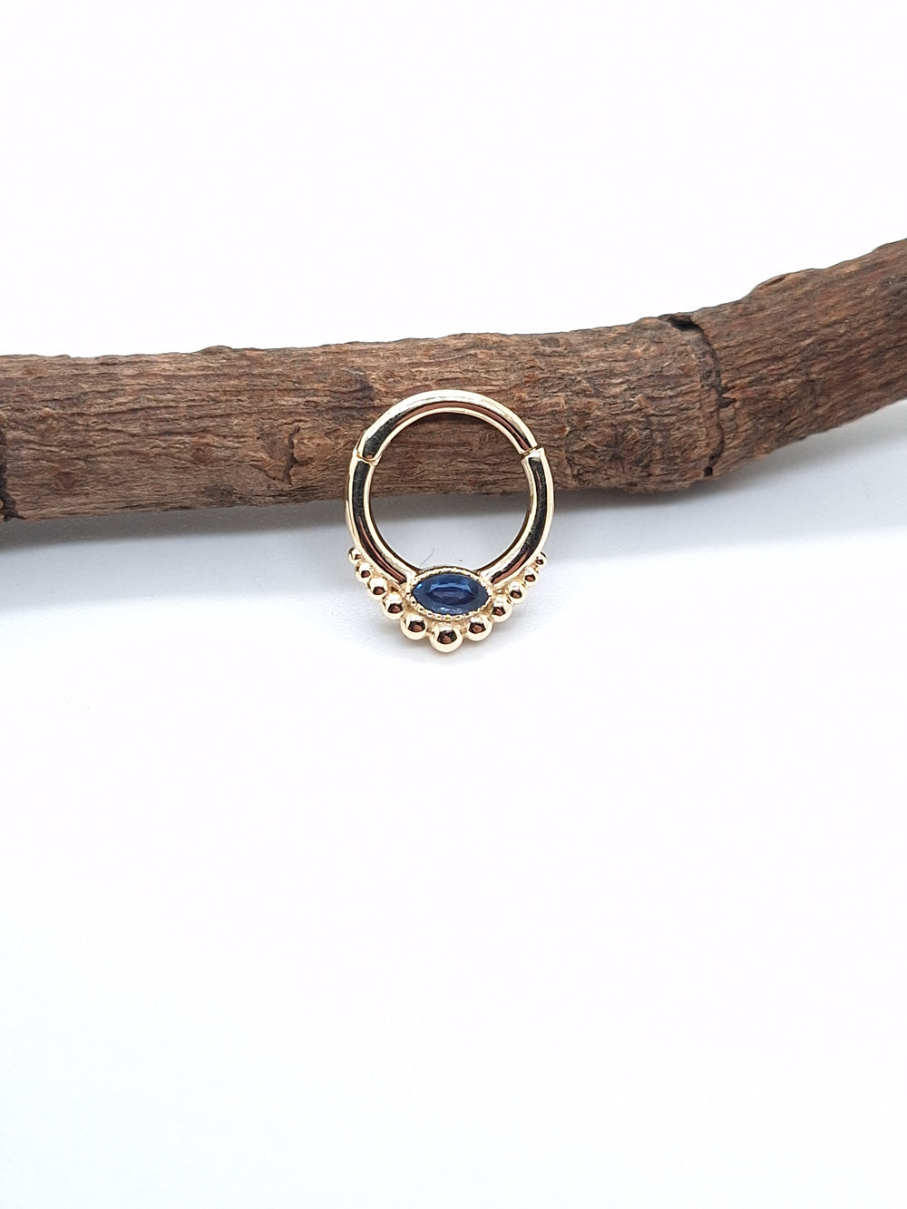 Marquise Hinged Septum Clicker 14k Solid Gold Custom Piercing Jewelry