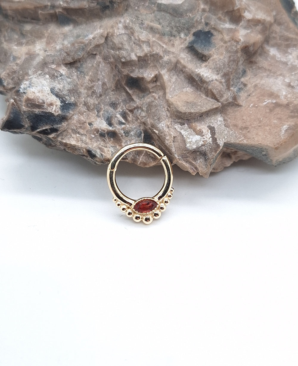 Marquise Hinged Septum Clicker 14k Solid Gold Custom Piercing Jewelry