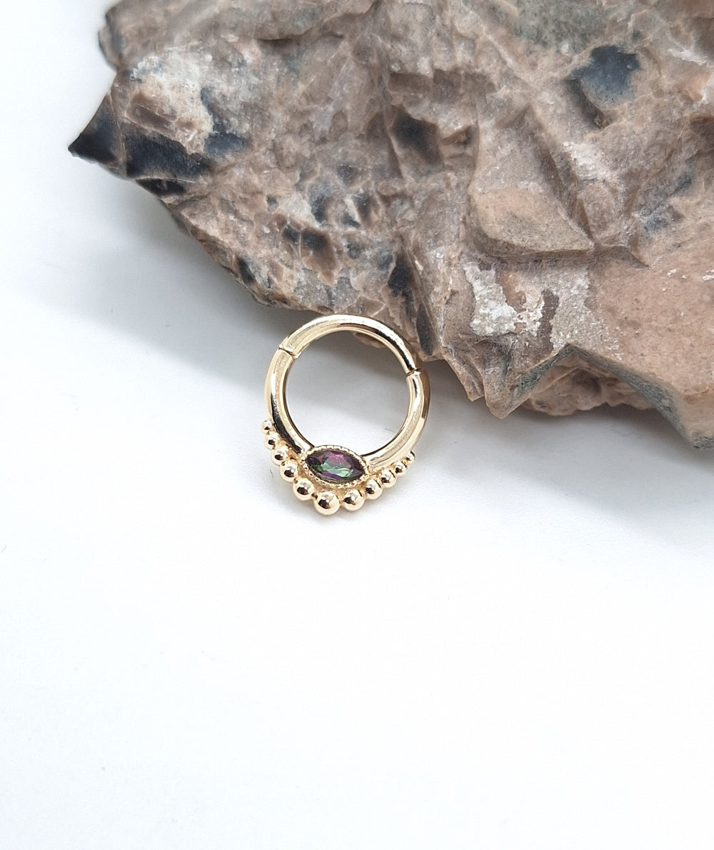 Marquise Hinged Septum Clicker 14k Solid Gold Custom Piercing Jewelry