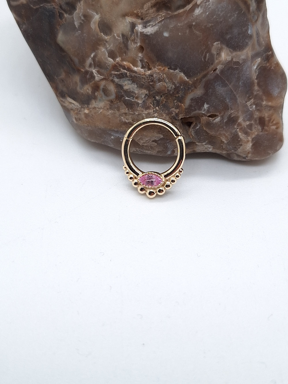 Marquise Hinged Septum Clicker 14k Solid Gold Custom Piercing Jewelry