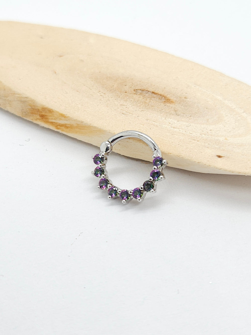 Mystic Green Topaz Daith Piercing Jewelry 14k White Solid Gold