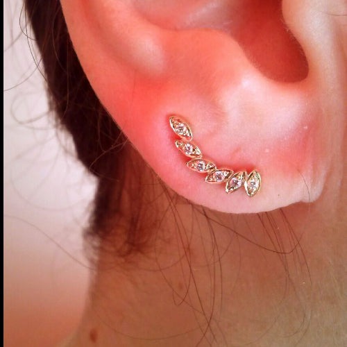 Climber Earring Gold Piercing Jewelry