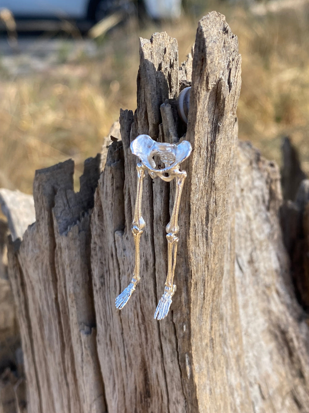 Skeleton Earrings 14k Solid Gold Gothic Style Jewelry