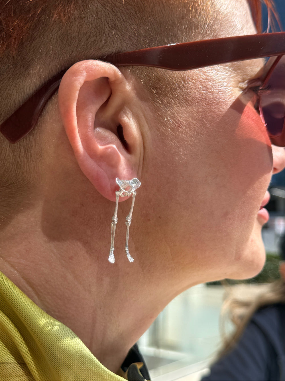 Skeleton Earrings 14k Solid Gold Gothic Style Jewelry