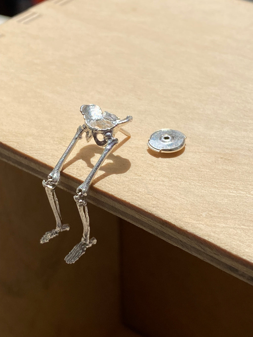 Skeleton Earrings 14k Solid Gold Gothic Style Jewelry