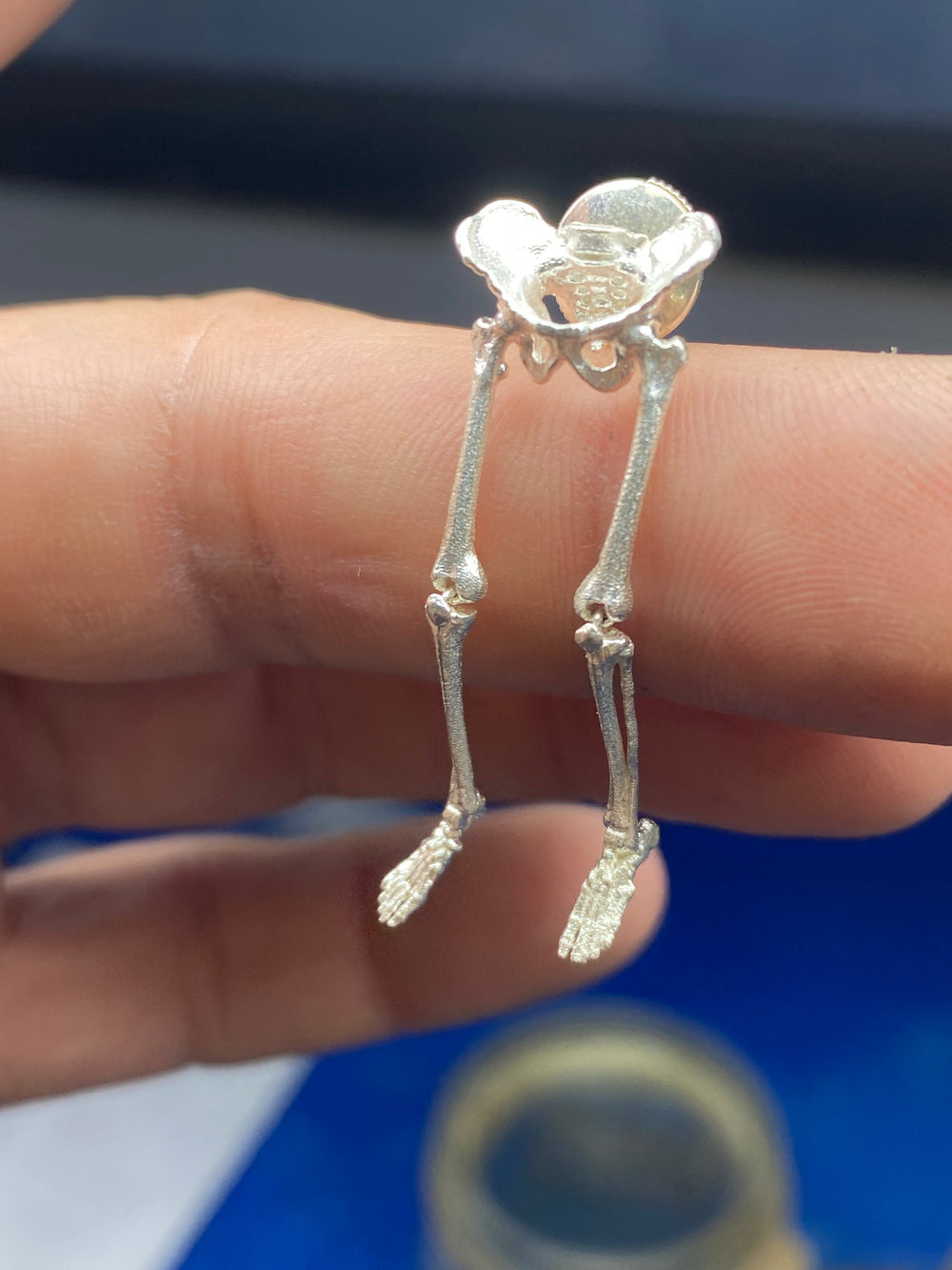 Skeleton Earrings 14k Solid Gold Gothic Style Jewelry