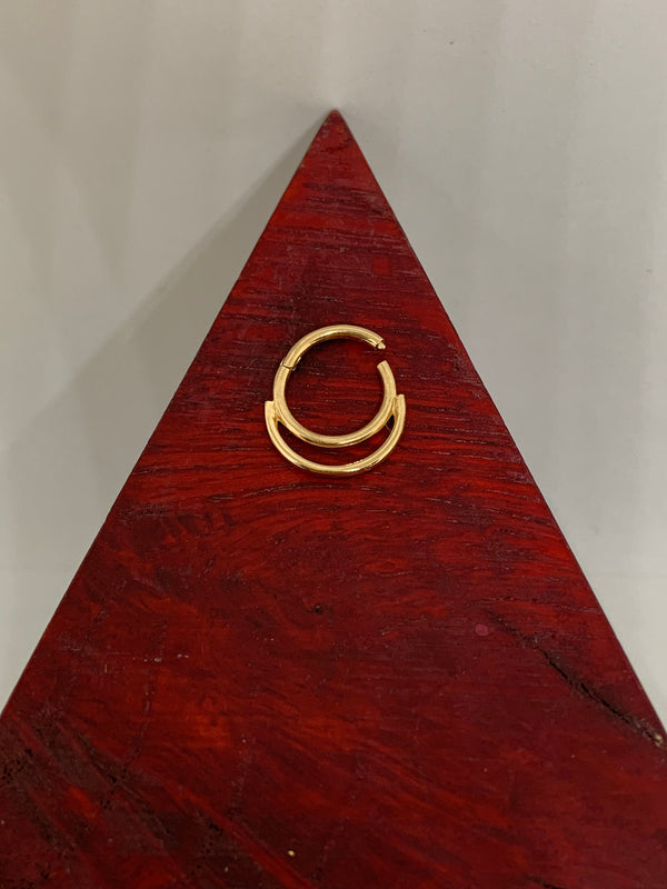 Solid Gold Piercing Double Septum Clicker 14k Helix Hoop Daith Hoop Nose Ring