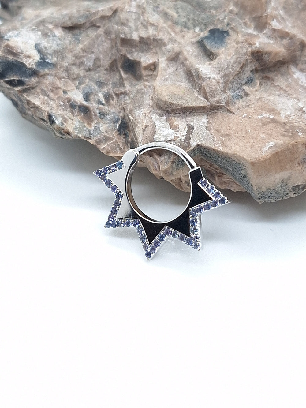 Diamonds Trianglet Septum Clicker Earring 14k Solid Gold