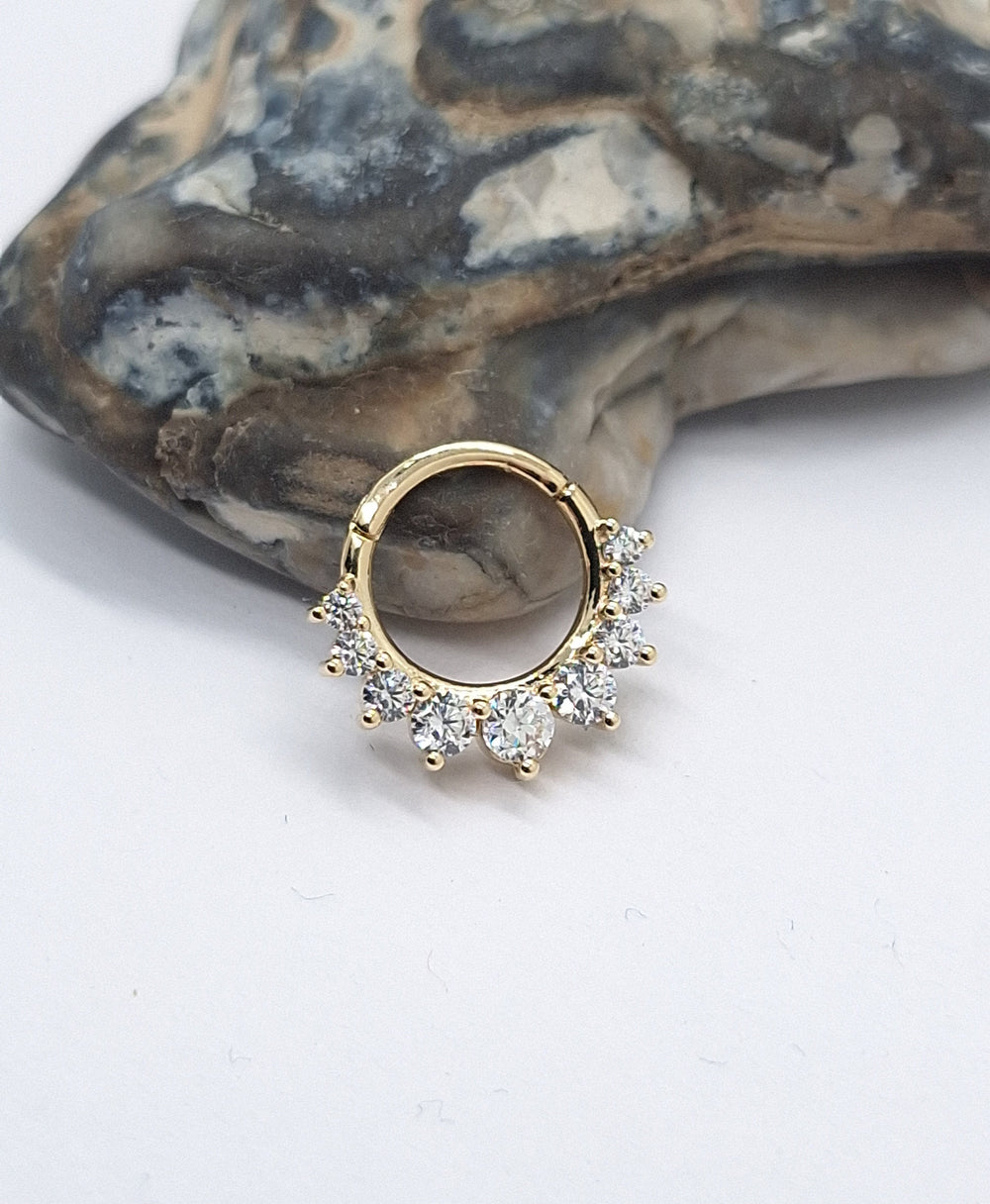 Diamonds Septum Clicker 14k Solid Gold Helix Rings Daith Earring