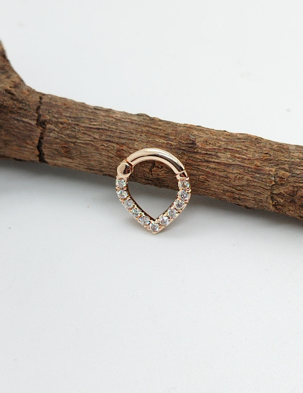 V Shaped Septum Clicker White Diamonds 14k Solid Gold Helix Earring Daith Piercing