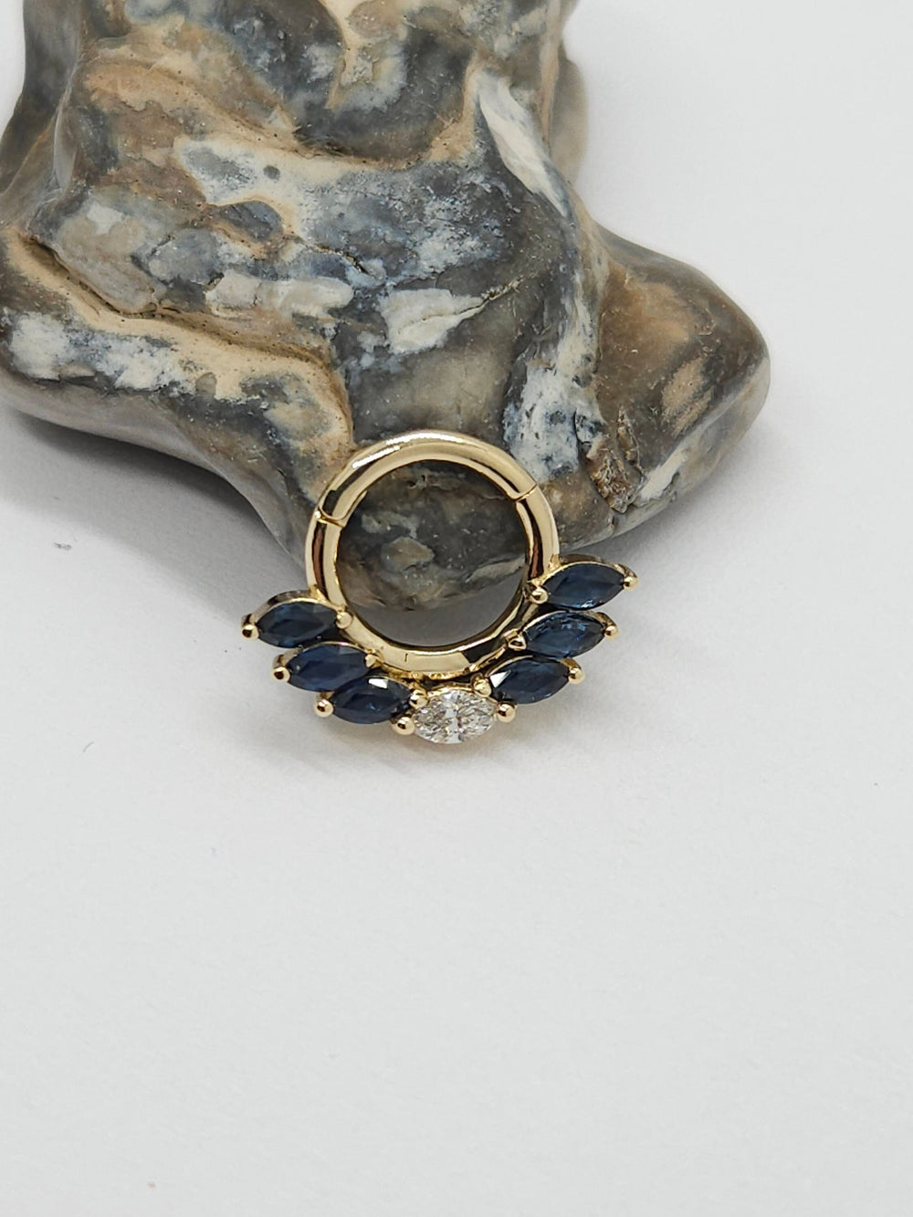 Wings Septum Clicker Marquise 14k Solid Gold Helix Earring