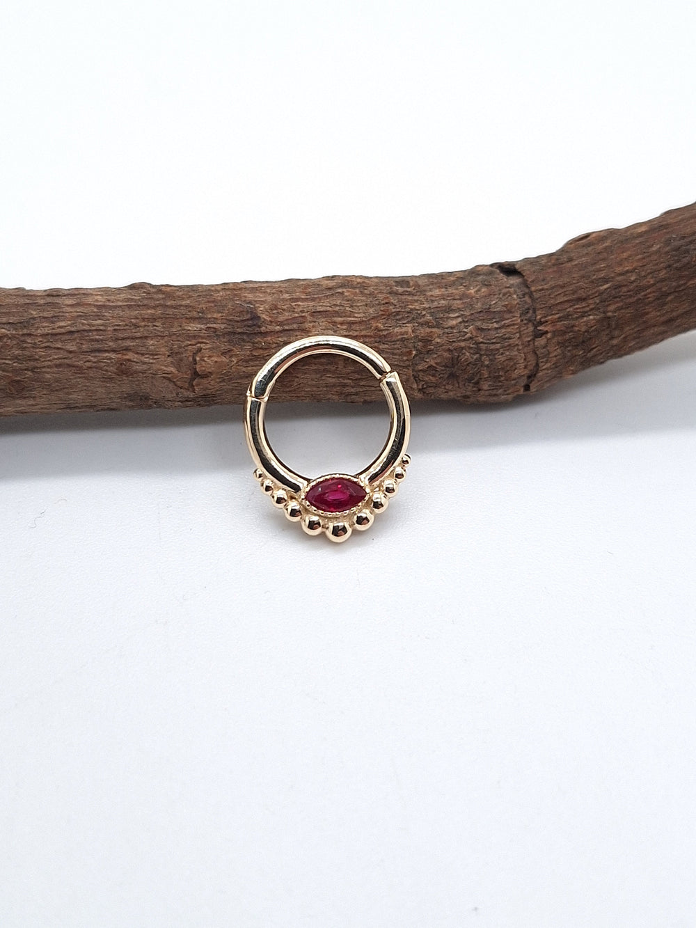 Marquise Hinged Septum Clicker 14k Solid Gold Custom Piercing Jewelry