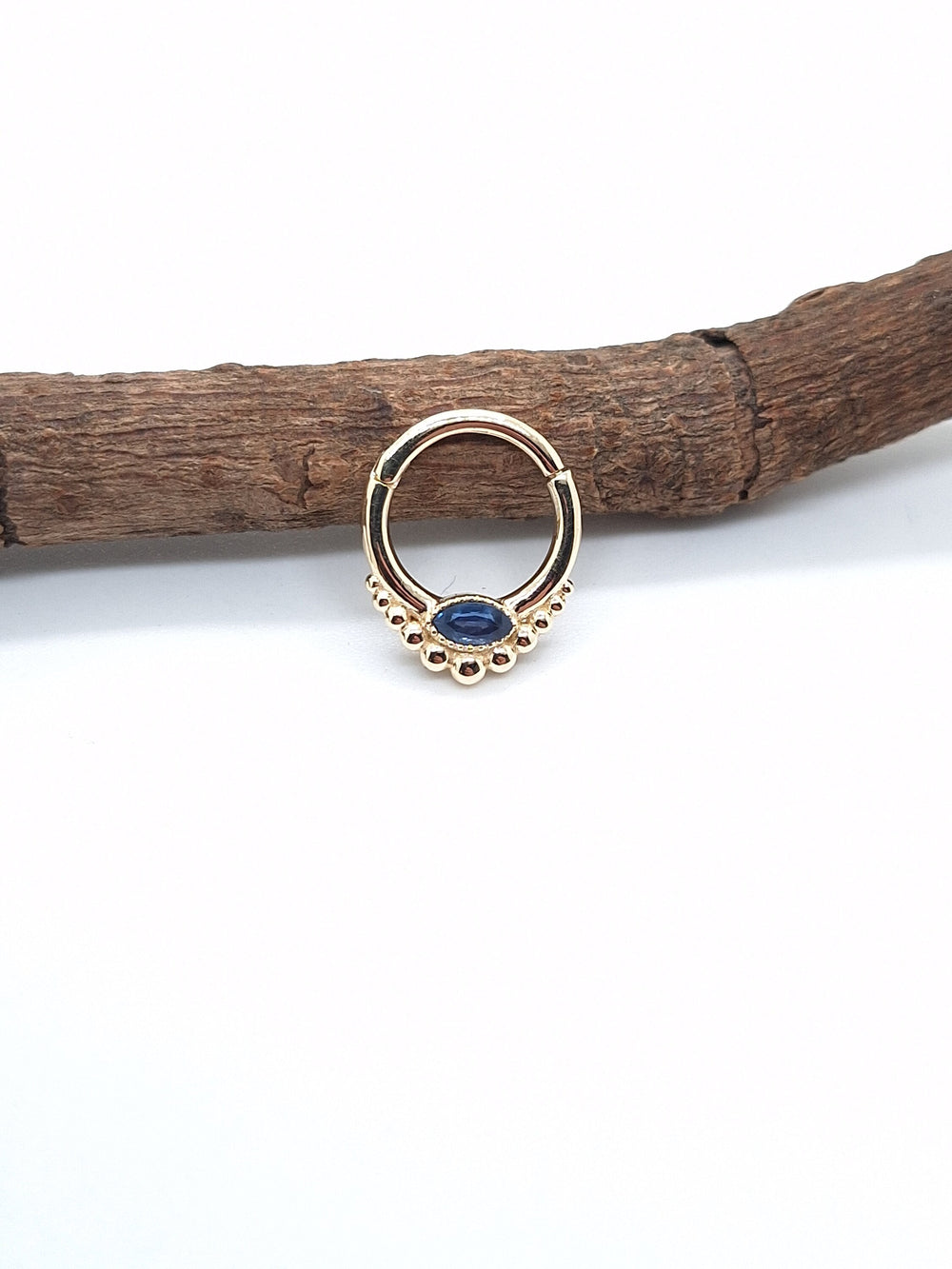 Marquise Hinged Septum Clicker 14k Solid Gold Custom Piercing Jewelry