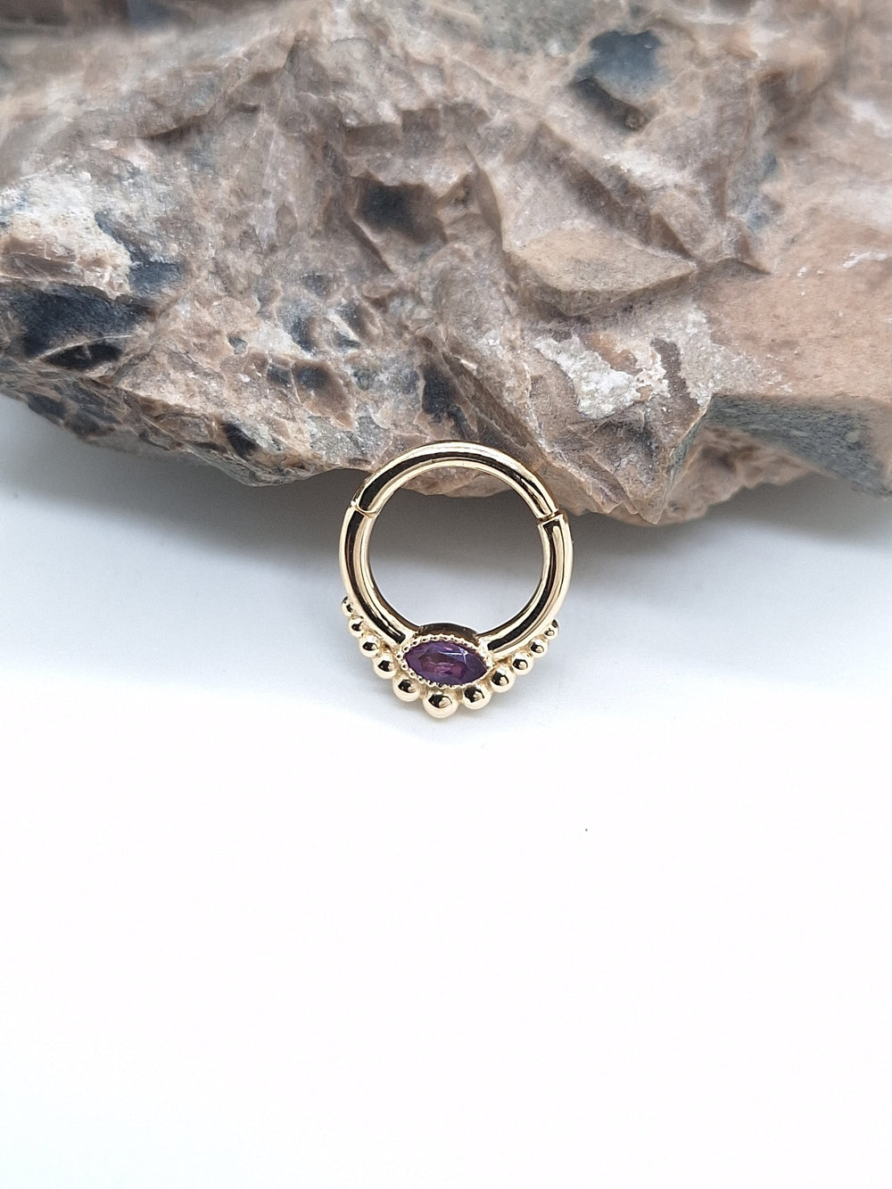 Marquise Hinged Septum Clicker 14k Solid Gold Custom Piercing Jewelry