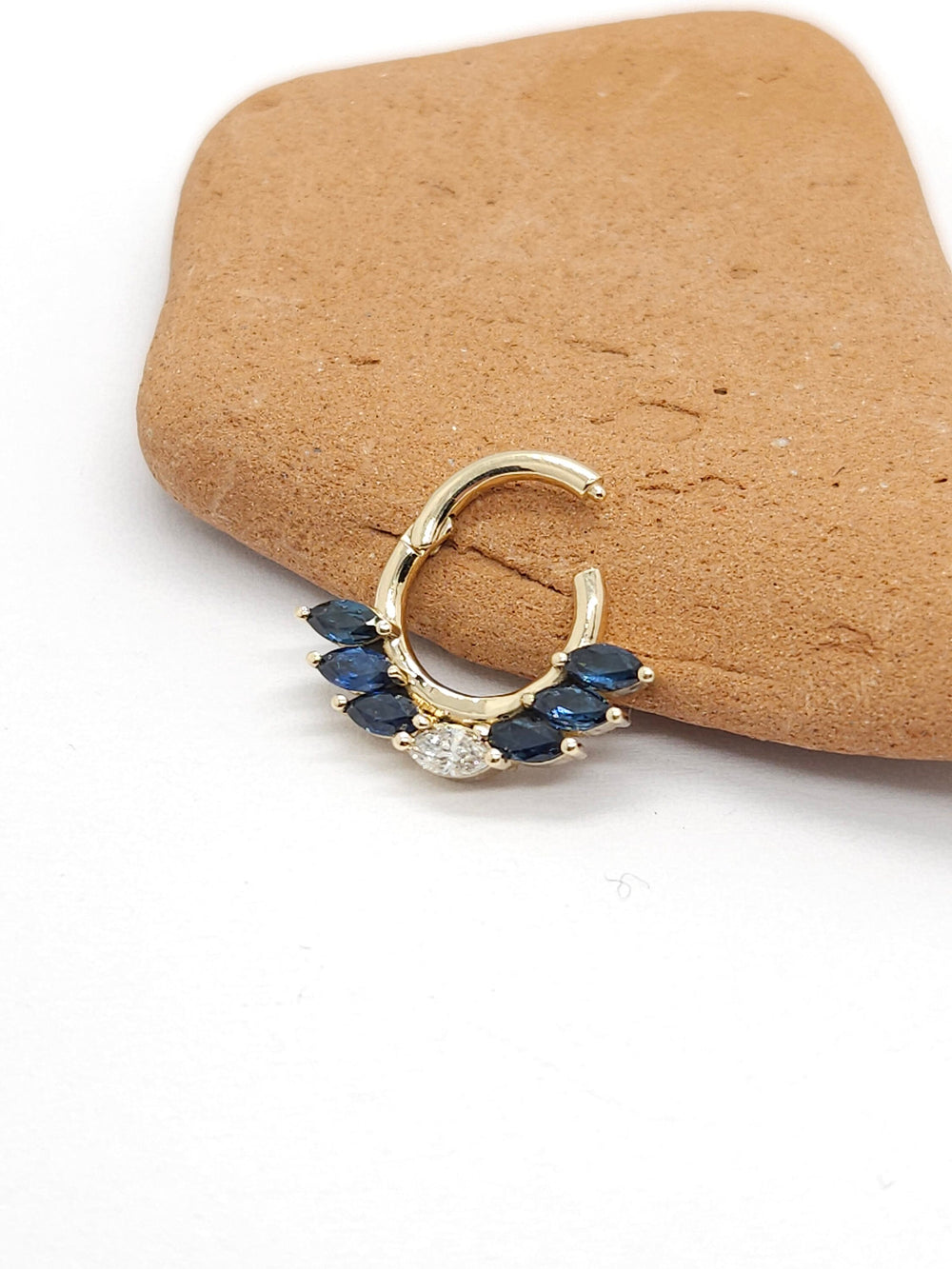 Wings Septum Clicker Marquise 14k Solid Gold Helix Earring