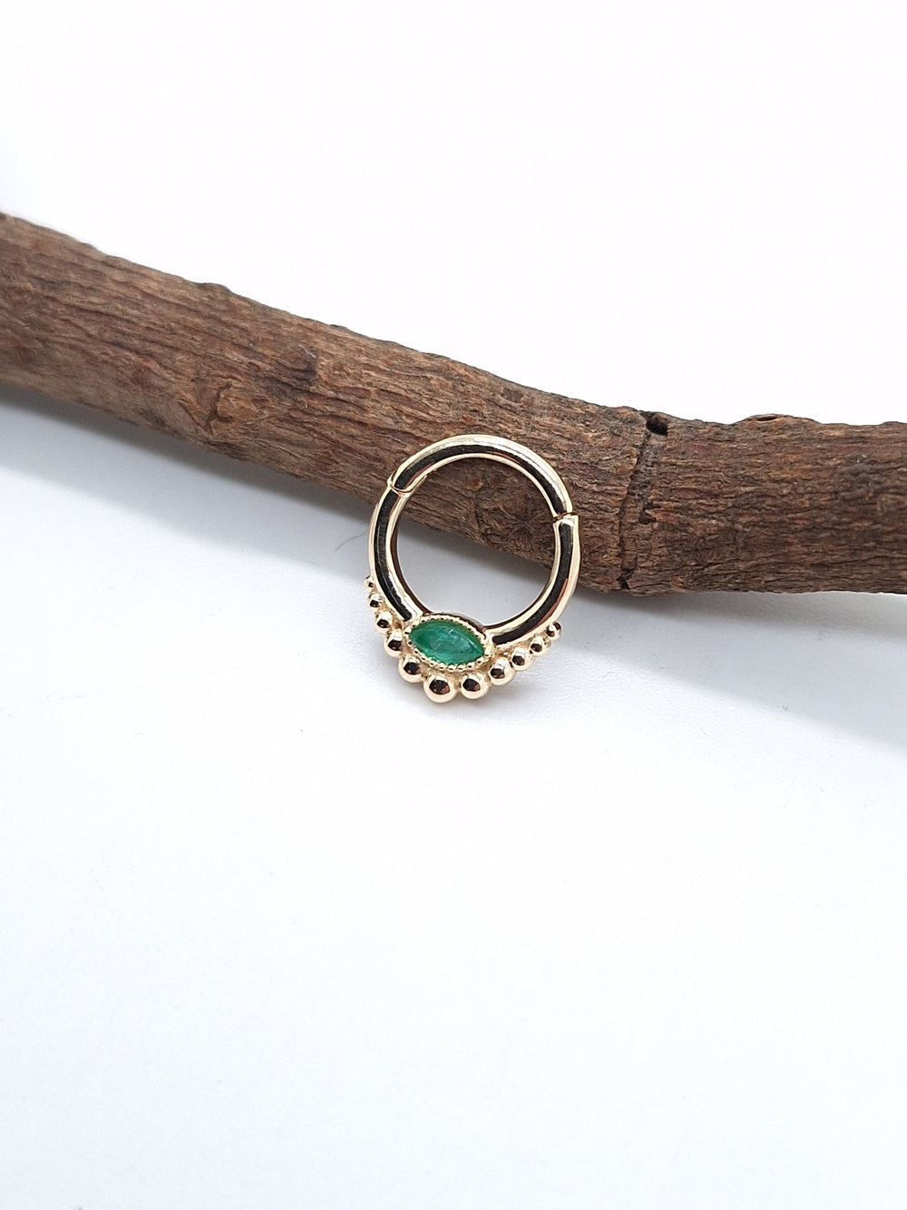 Marquise Hinged Septum Clicker 14k Solid Gold Custom Piercing Jewelry