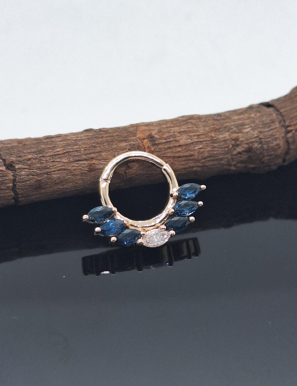 Wings Septum Clicker Marquise 14k Solid Gold Helix Earring