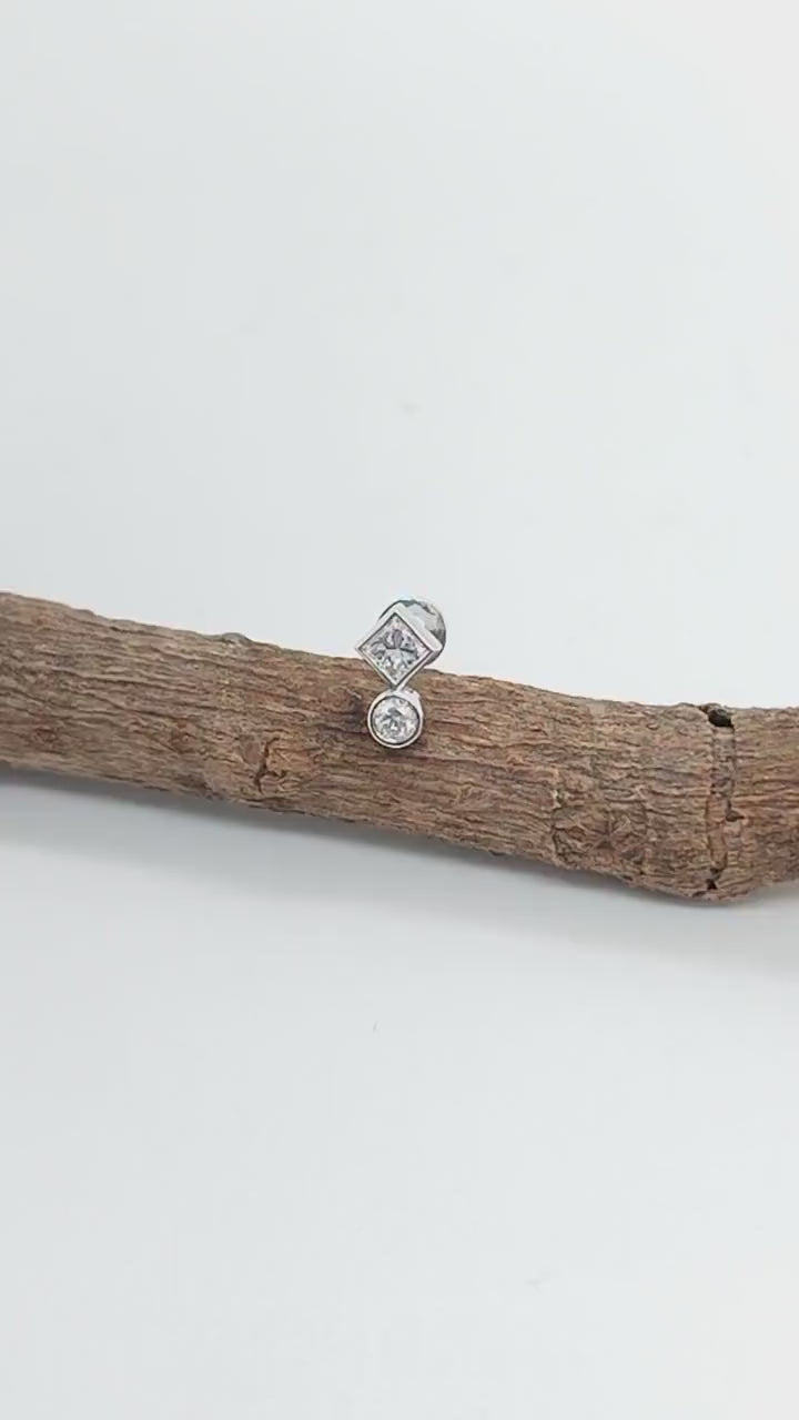 Diamond tragus stud 14k solid gold