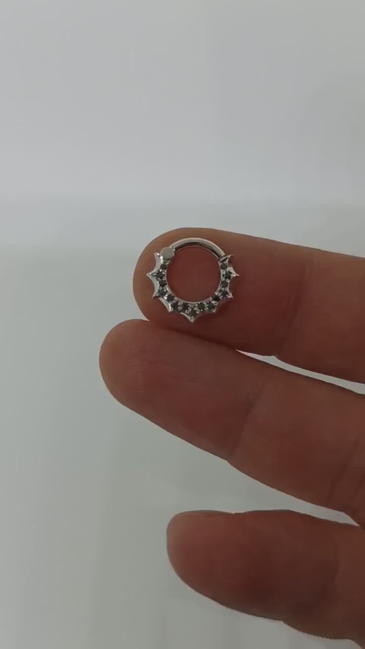 Spiky Diamonds -14k white gold and black diamonds