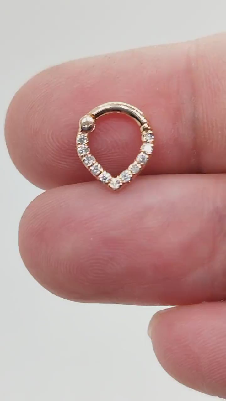 14K Solid Gold V Shaped Septum Clicker