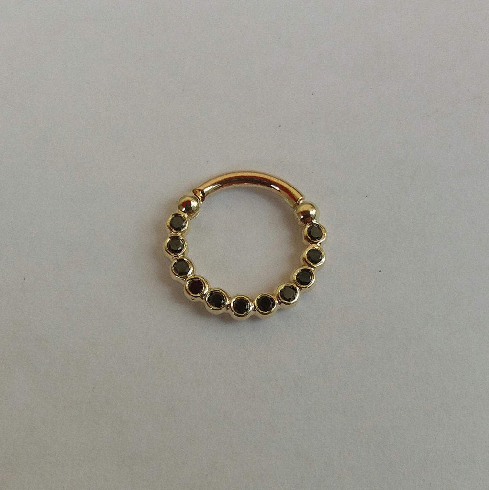 Daith Clicker 14k Gold Black Diamonds