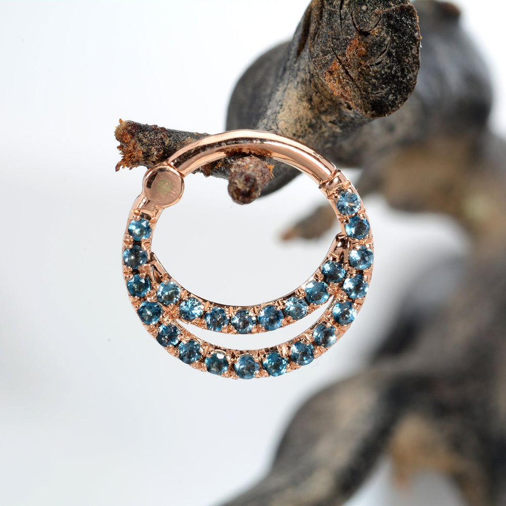 Daith Piercing Jewelry Topaz Blue London 14k