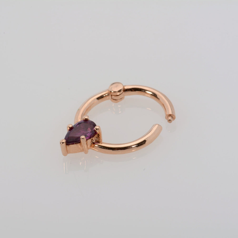 14k Gold Pear Rhodolite Piercing