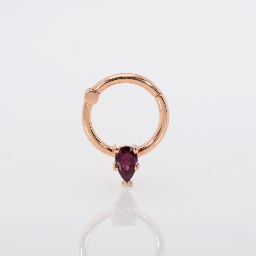 14k Gold Pear Rhodolite Piercing