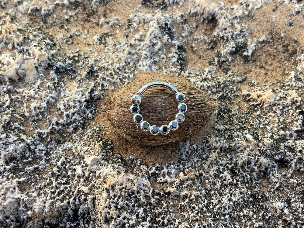 Daith Clicker 14k Gold Black Diamonds