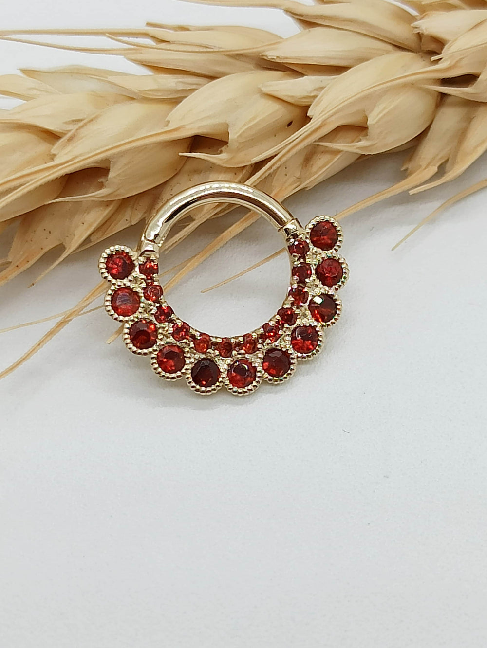 Daith Earring Garnet Stone