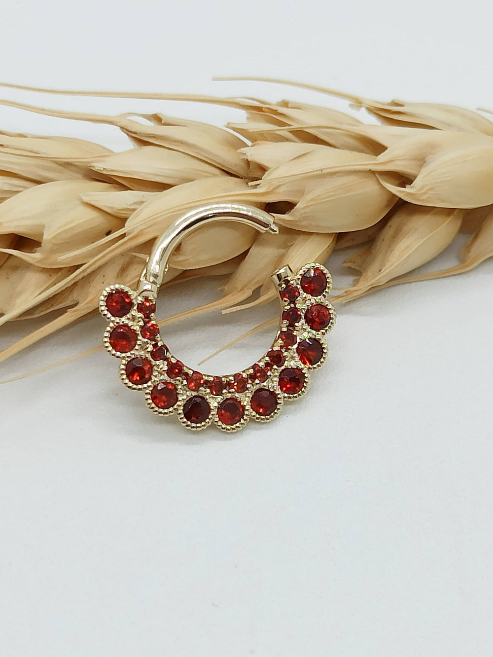 Daith Earring Garnet Stone