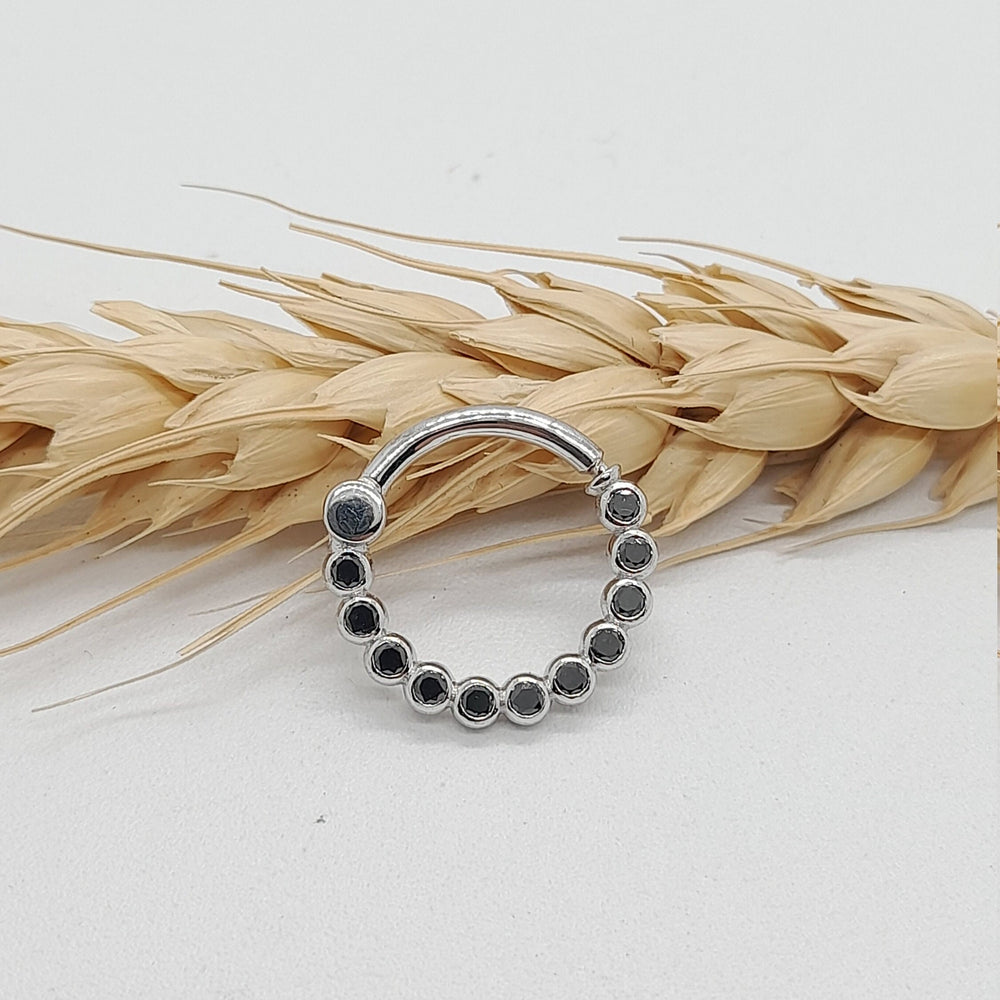 Daith Clicker 14k Gold Black Diamonds