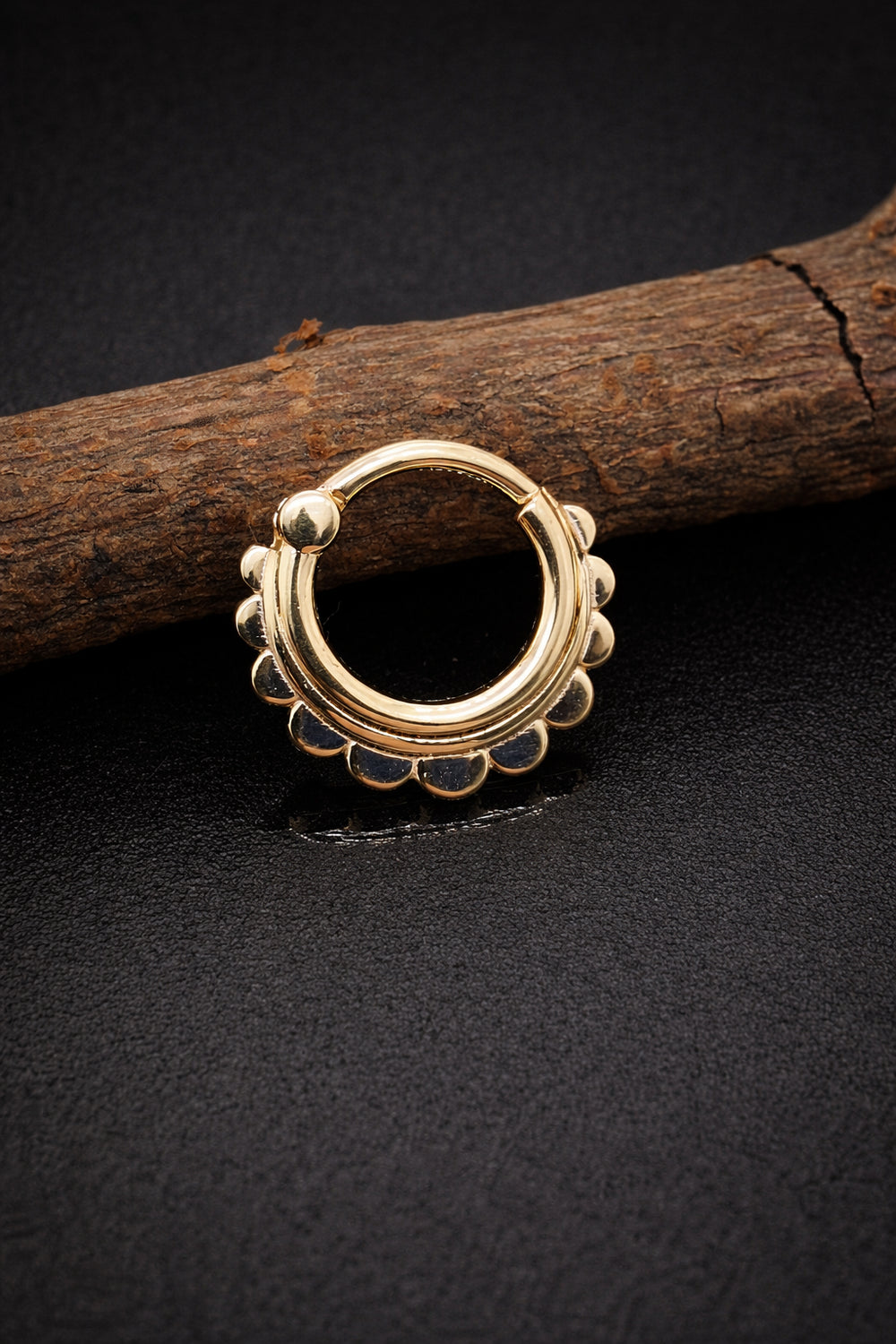 Chamomile Septum Clicker 14k Solid Gold Nose Ring