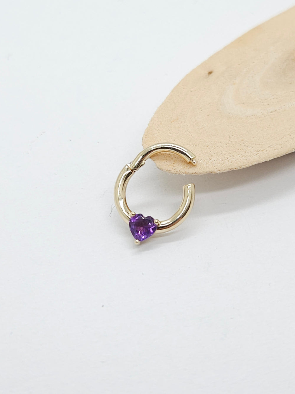 Amethyst Heart Septum Clicker 14k Solid Gold