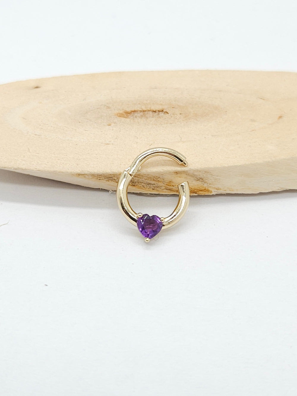 Amethyst Heart Septum Clicker 14k Solid Gold