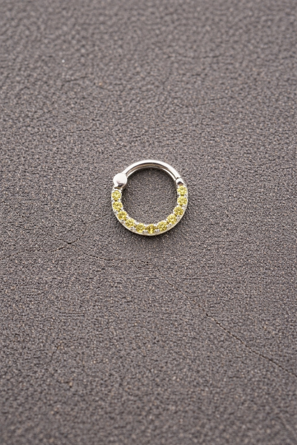 Yellow Diamonds Septum Clicker 14k Solid Gold