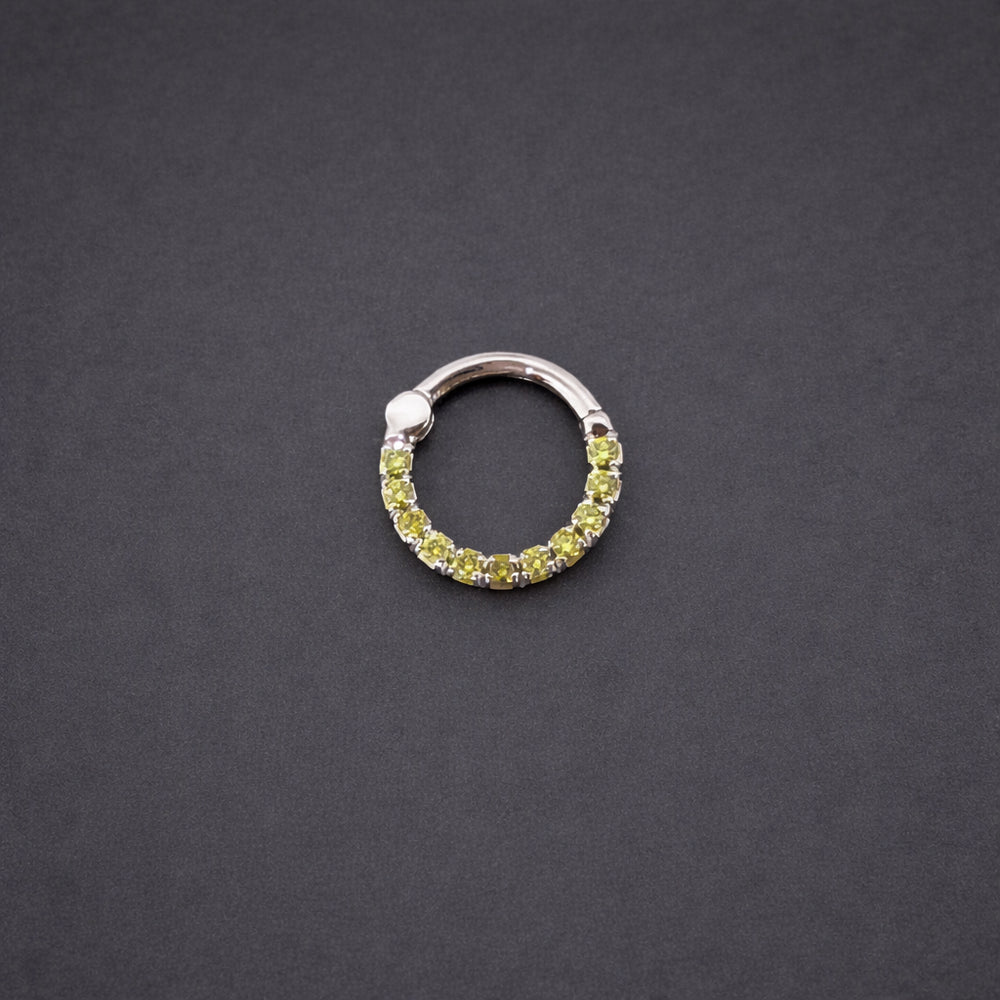 Yellow Diamonds Septum Clicker 14k Solid Gold
