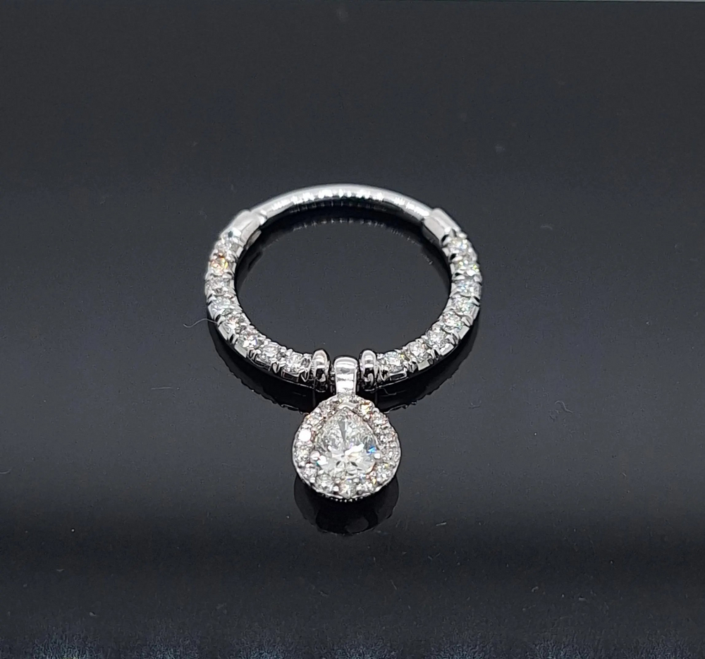 Dancing Pear Diamonds Septum Clicker 14k Solid Gold