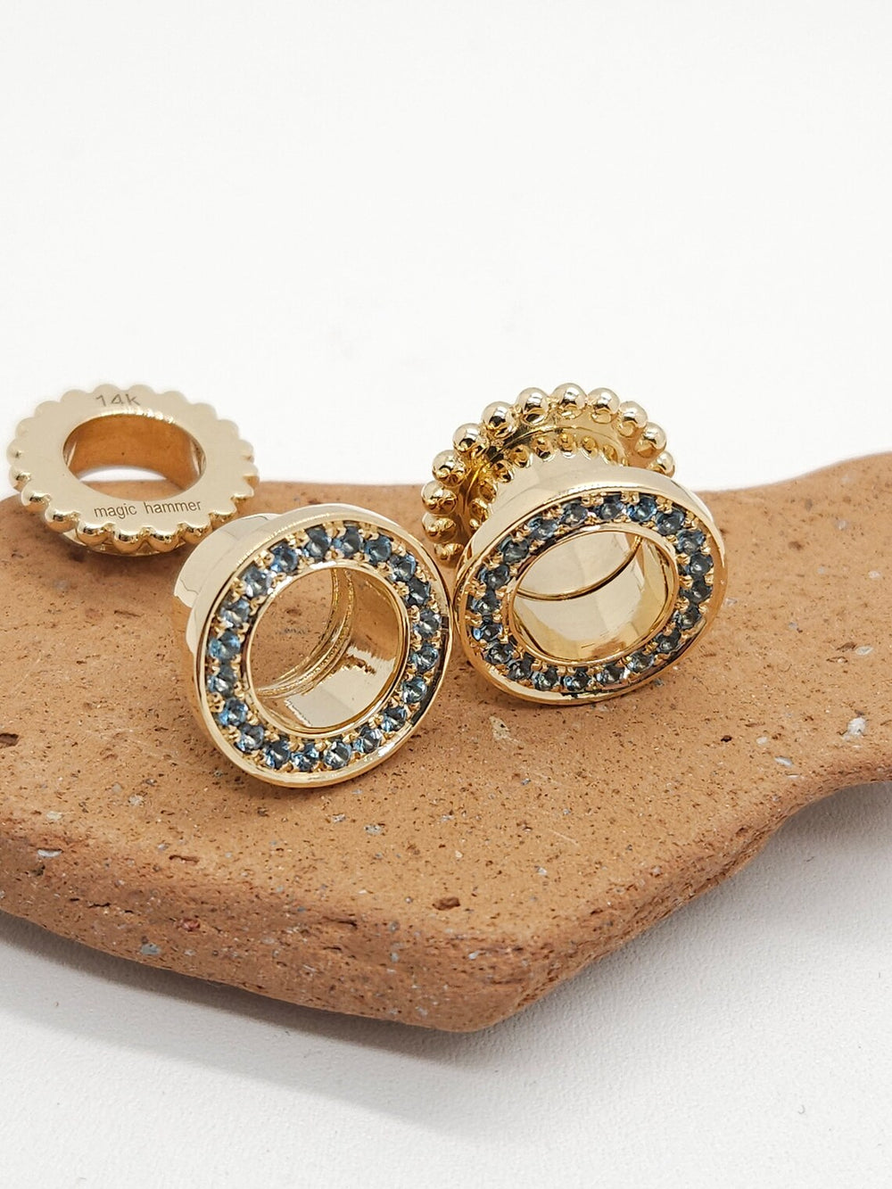 Flesh Tunnels Topaz Blue London 14K