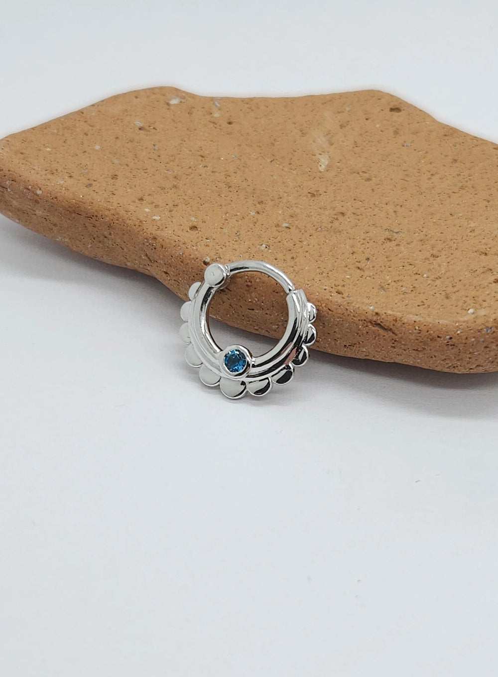 Topaz Blue London Septum Clicker 14K Solid