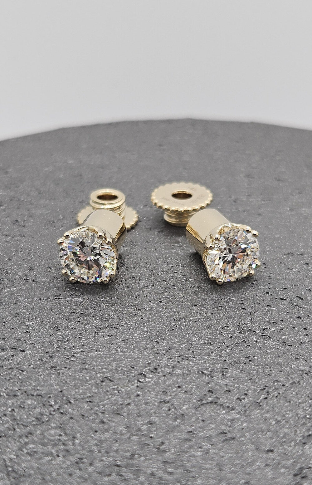 Solid Gold Ear Tunnels Lab Diamonds 14k Ear Gauges Plugs Earrings Jewelry