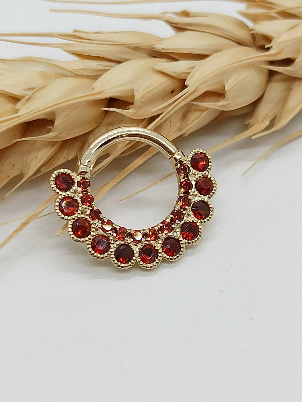 Daith Earring Garnet Stone