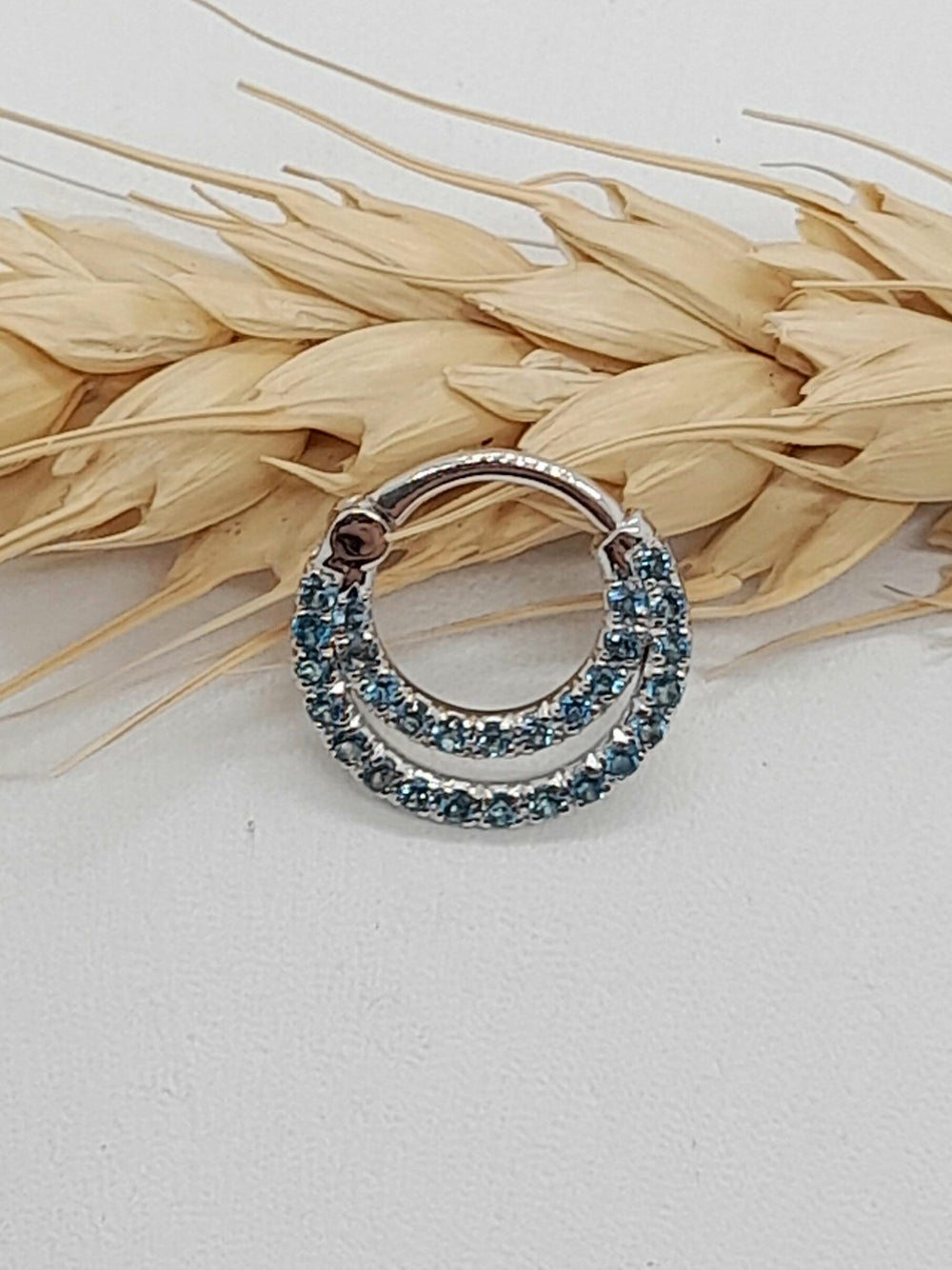 Daith Piercing Jewelry Topaz Blue London 14k