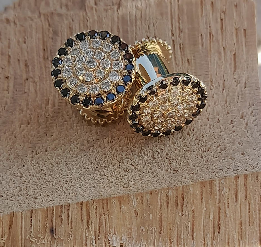 Black & White Diamonds Ear Tunnels