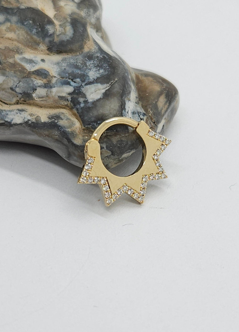 Diamonds Trianglet Septum Clicker Earring 14k Solid Gold