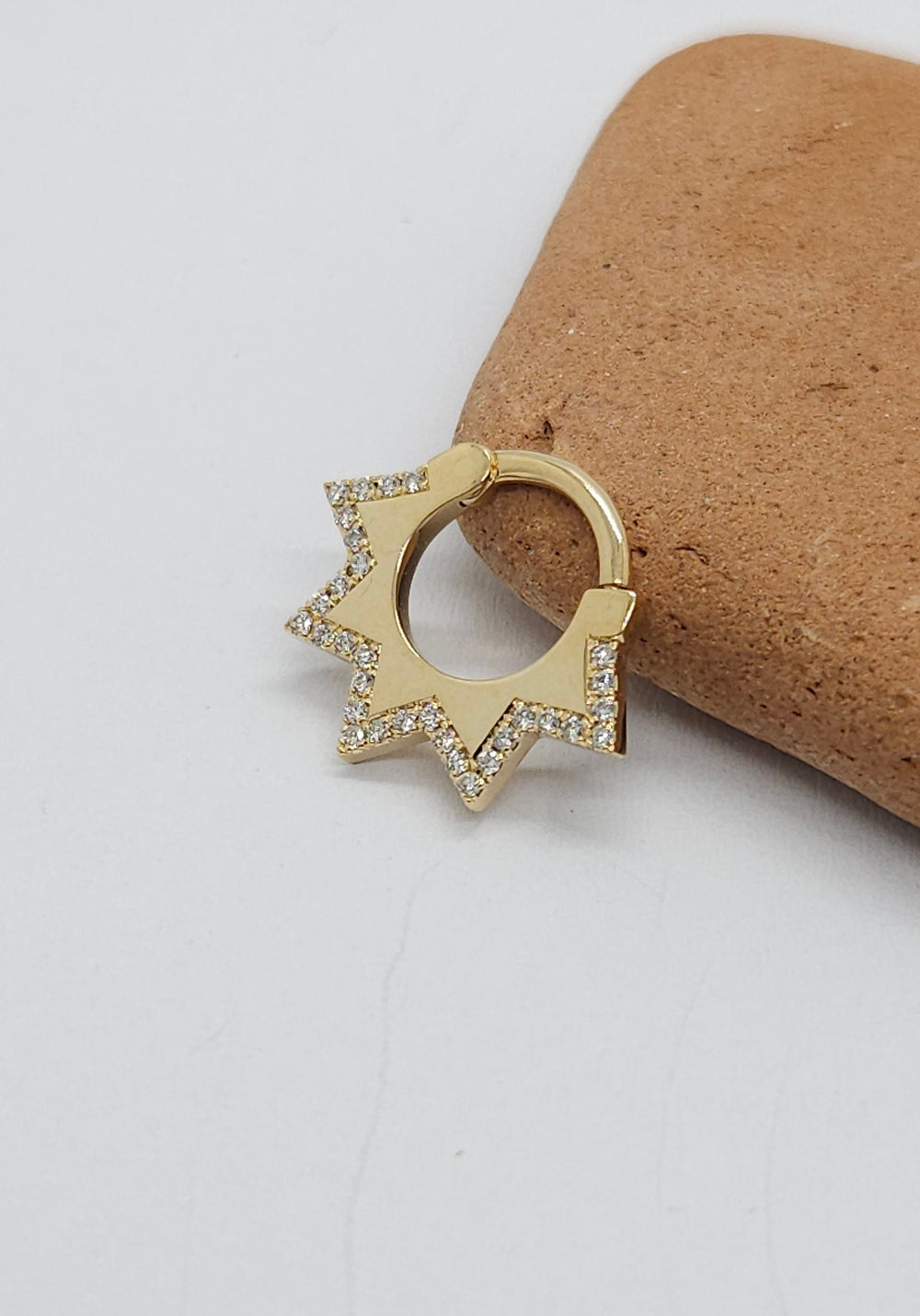 Diamonds Trianglet Septum Clicker Earring 14k Solid Gold
