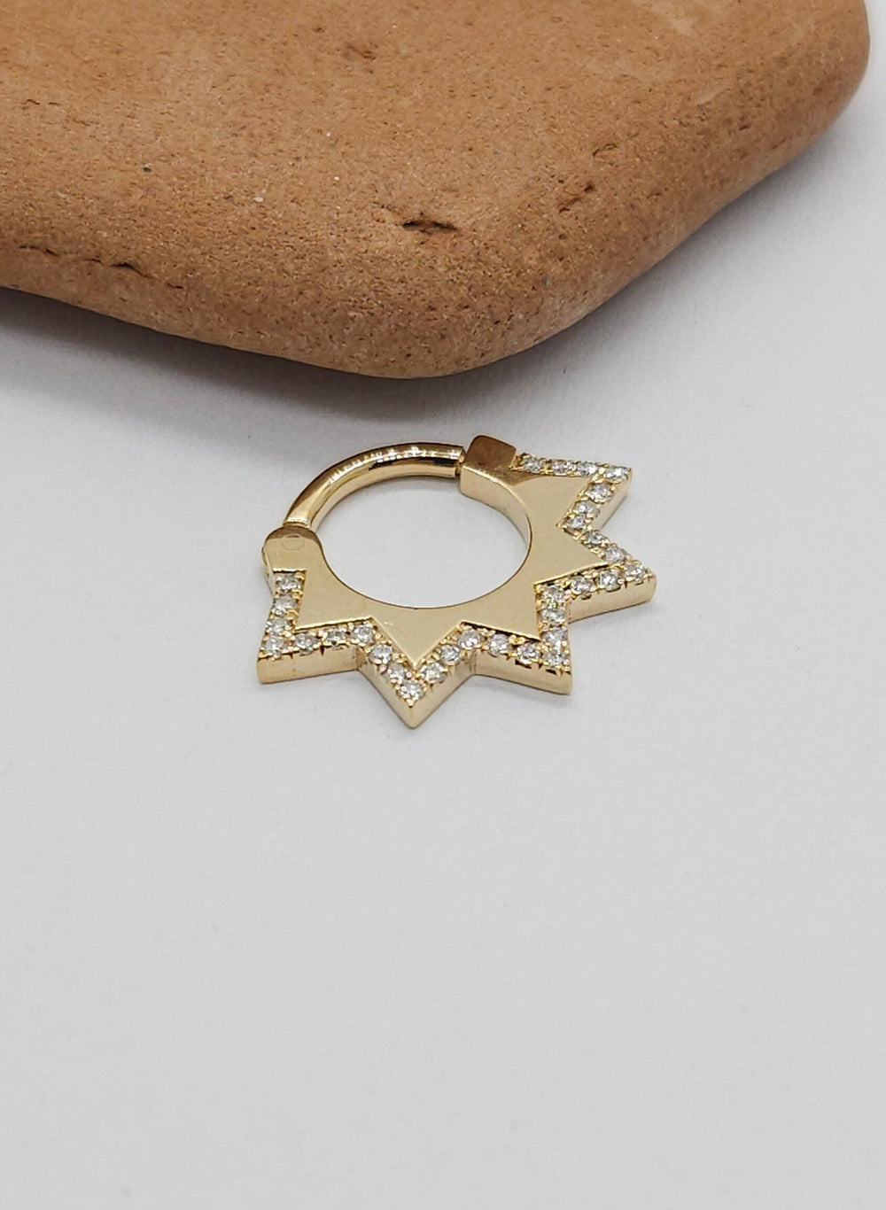 Diamonds Trianglet Septum Clicker Earring 14k Solid Gold